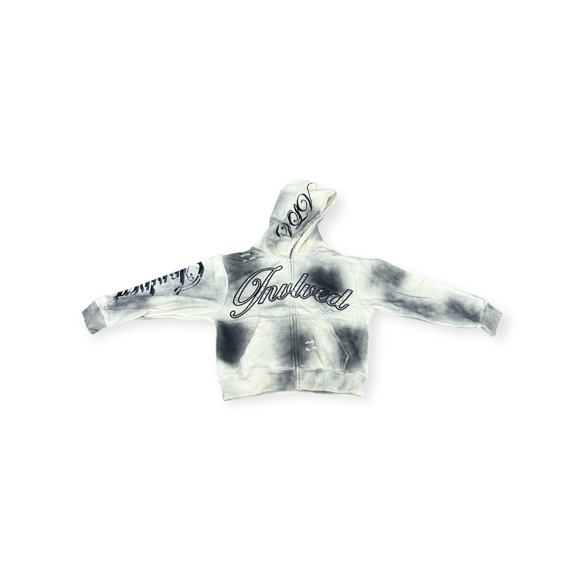 Crème “VLV” Zip-Up Hoodie