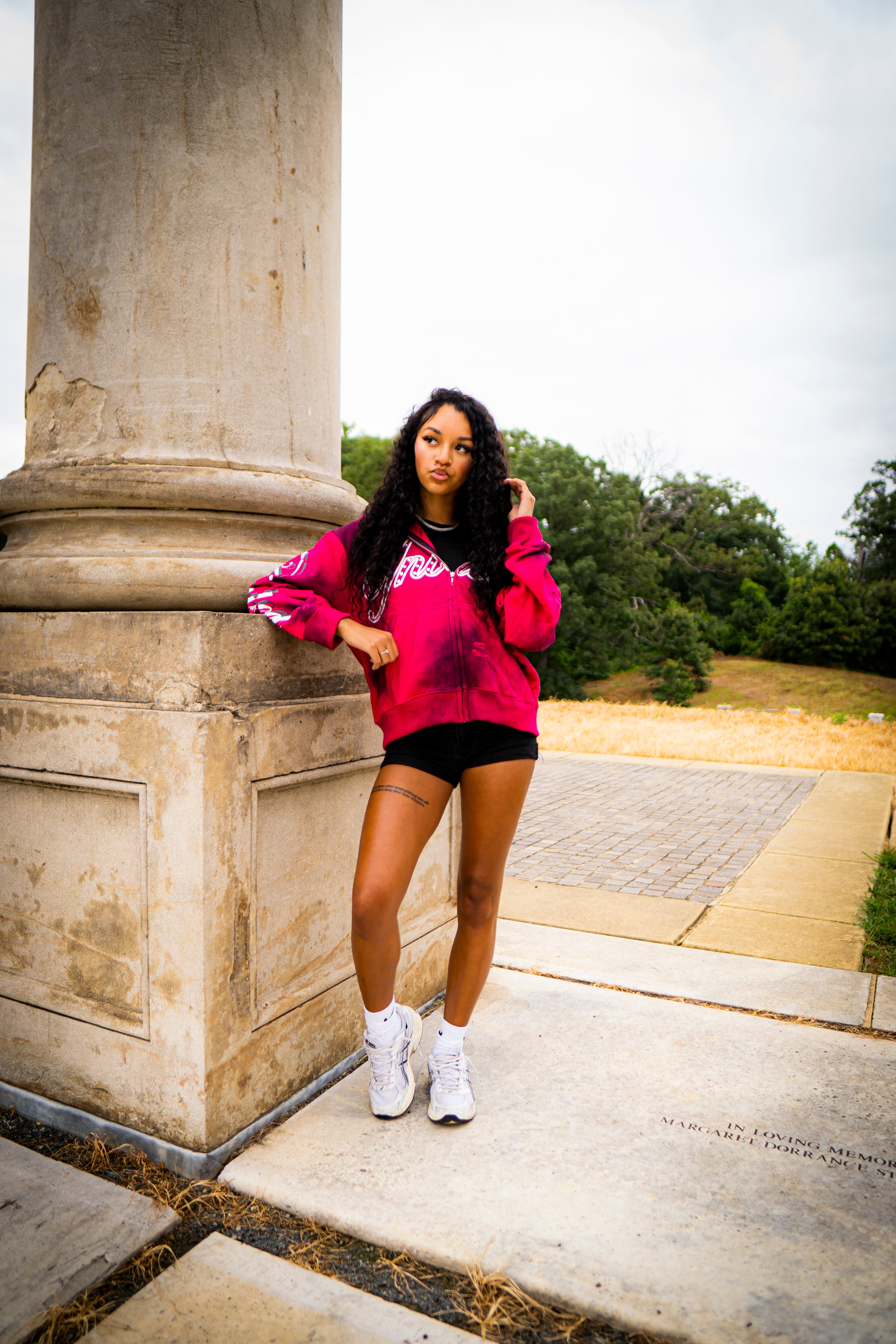 Pink “VLV” Zip-Up Hoodie