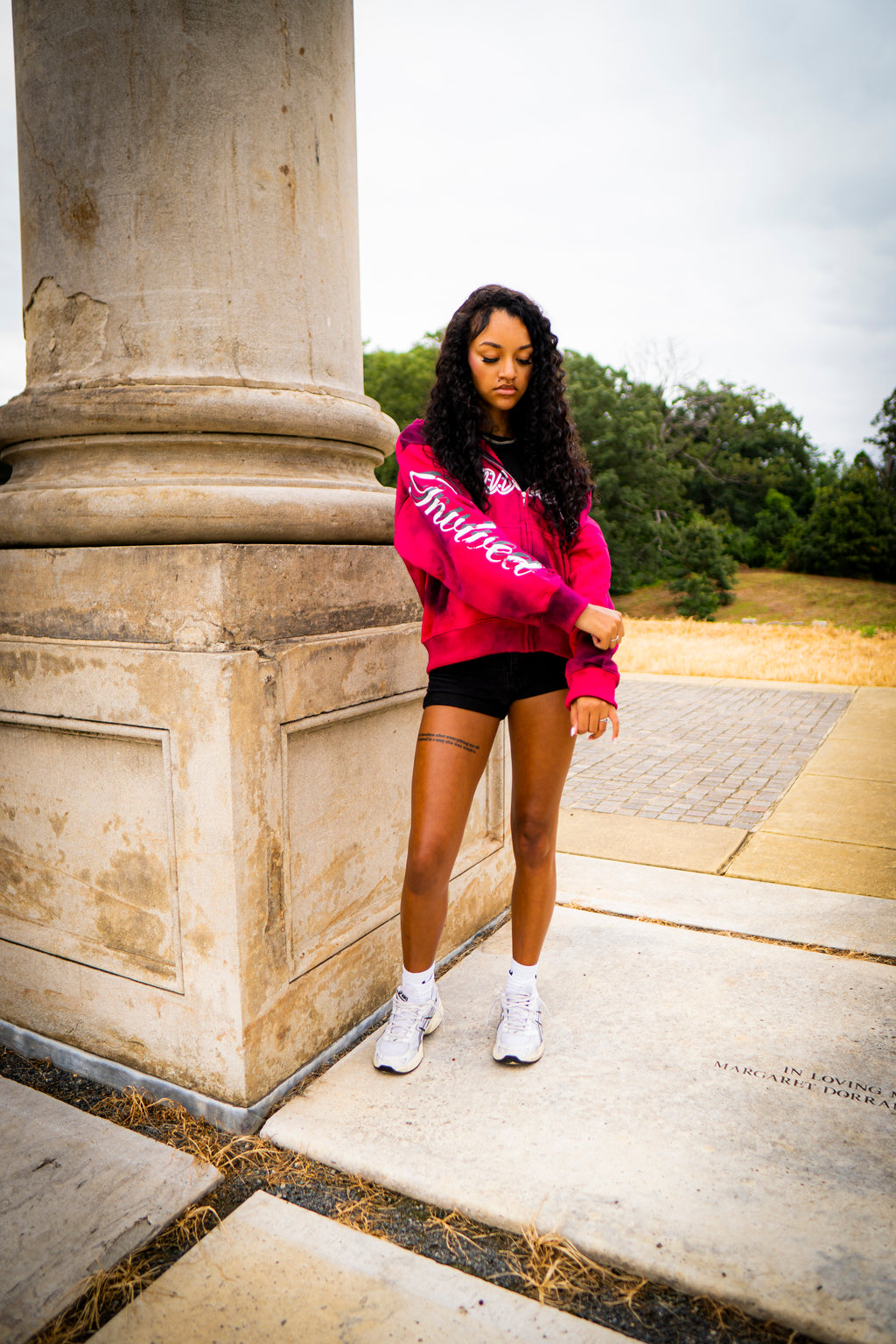 Pink “VLV” Zip-Up Hoodie