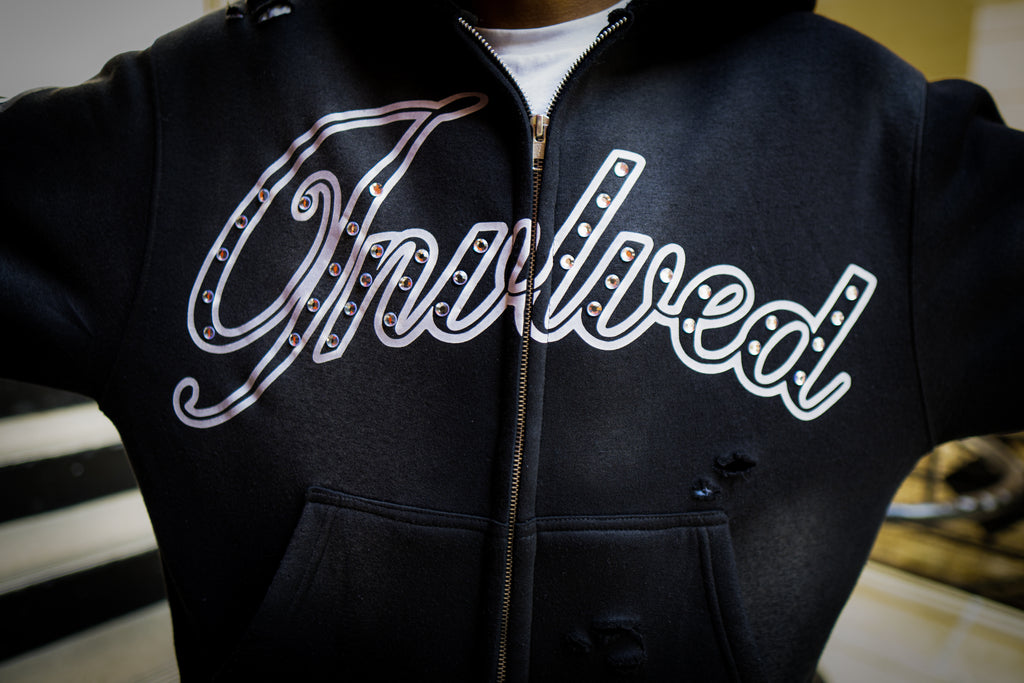 Black “VLV” Zip-Up Hoodie