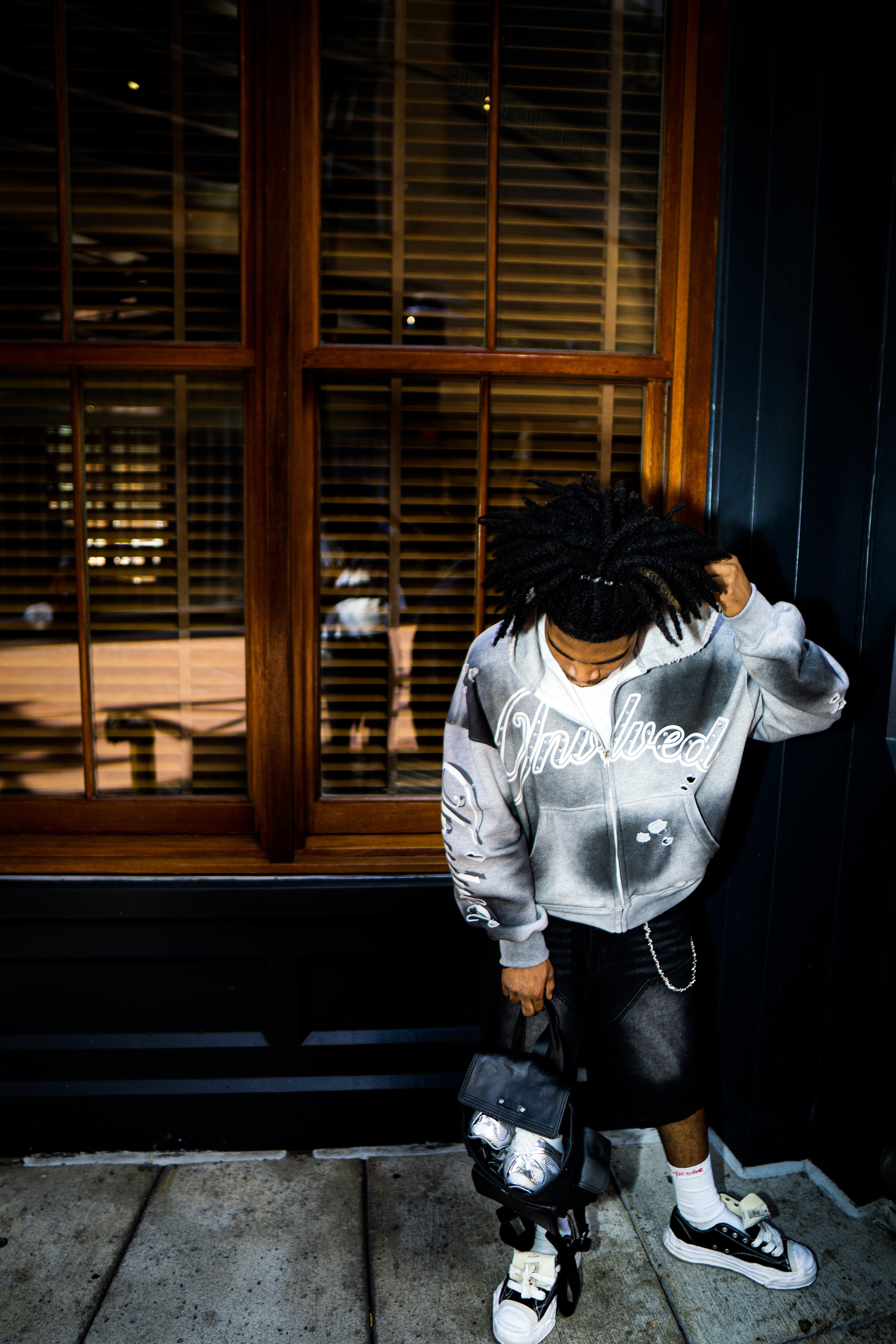 Grey “VLV” Zip-Up Hoodie